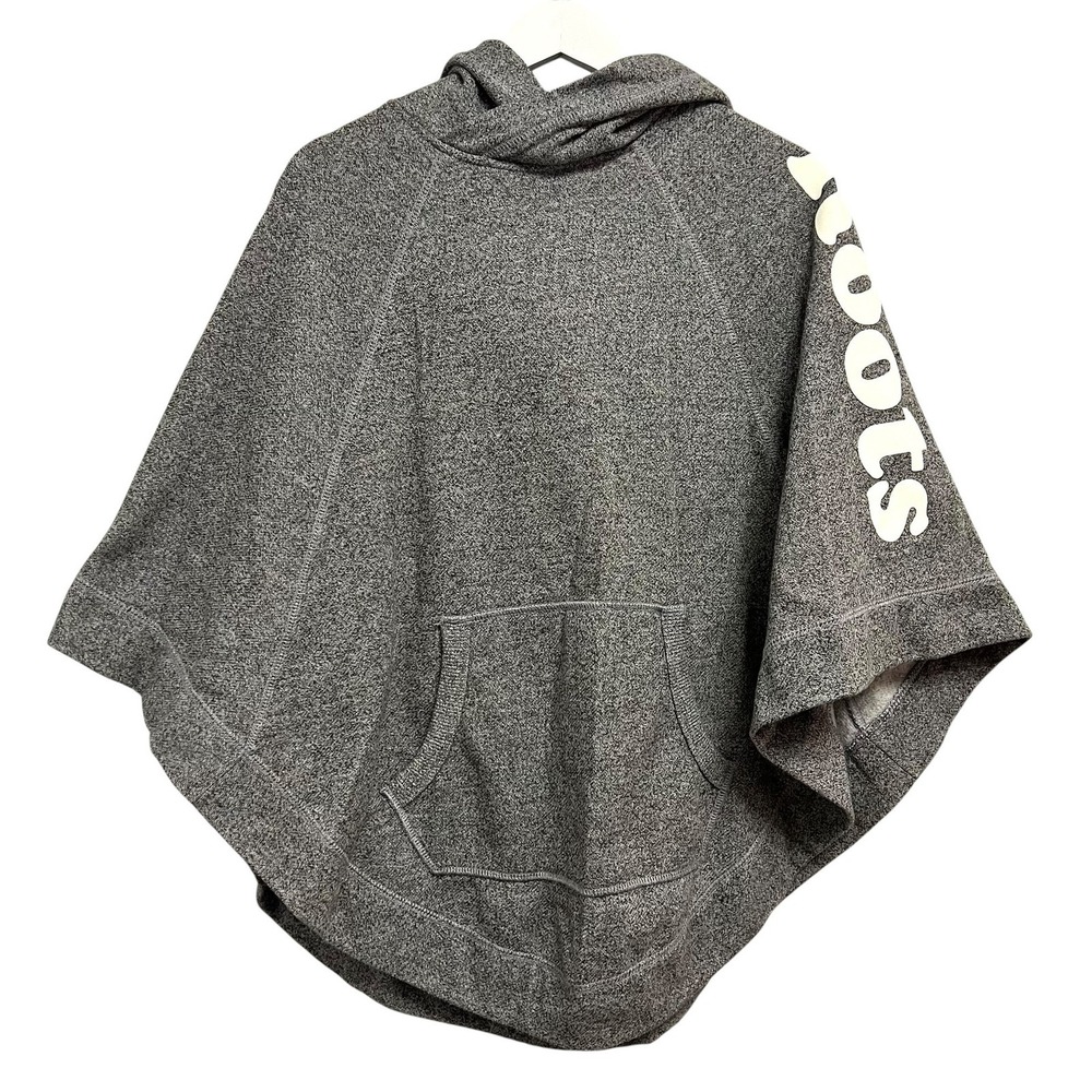 Roots‎ Cape Hoodie Womens One Size Gray Beaver Logo Poncho Fleece Oversized